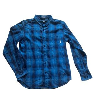 Mens Columbia Flannel  Plaid Blue/Black Size S. Gently worn